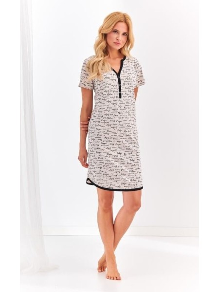 Cămașă de noapte din bumbac Nika - Bej