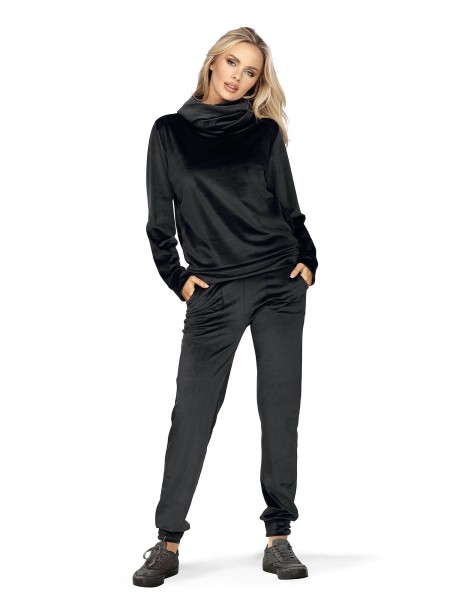 Compleu de casa din velur Leon negru