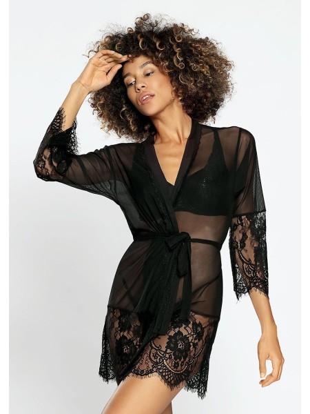 Set halat din dantela cu string Anette